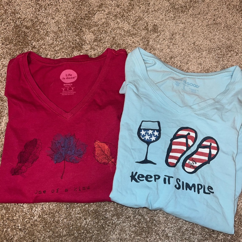 Lot of 8 Women’s Life Is Good Shirts V- Neck Size XL Summer Vibes Short Sleeve - Picture 5 of 10